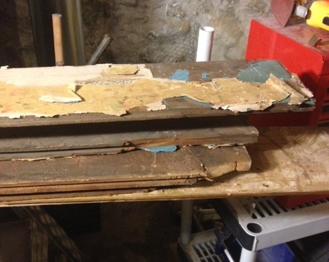 Nail-filled, tar-paper-covered, fairly musty reclaimed wood.